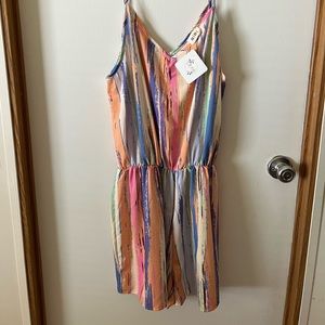 NWT multi striped romper.
